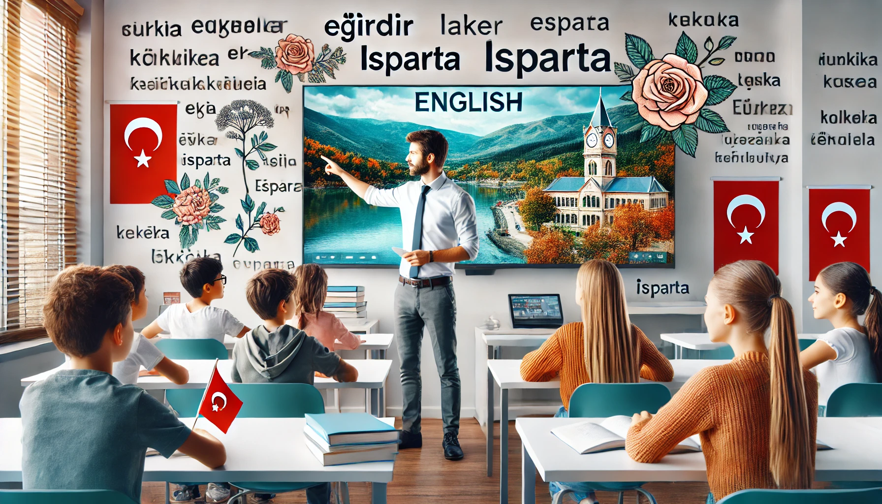 Isparta’da İngilizce kursu sınıfları ve öğrencileri