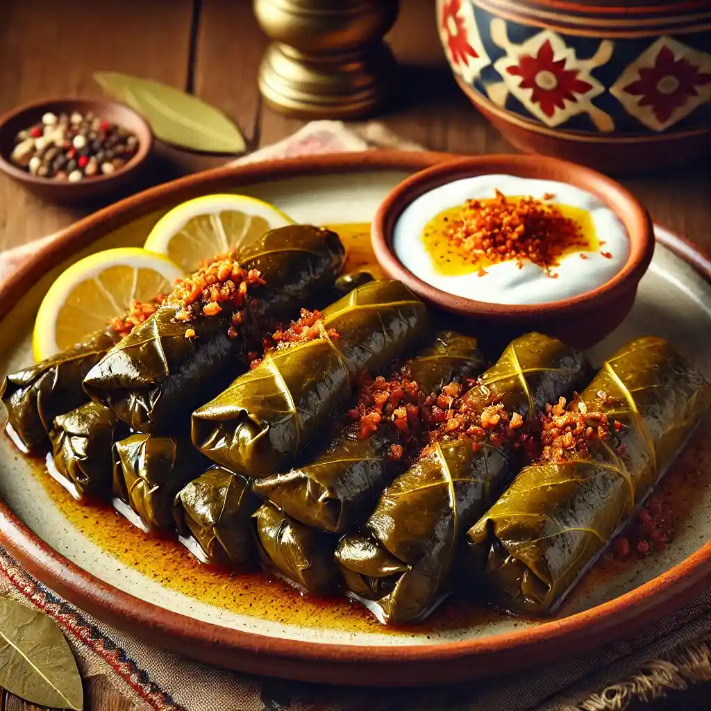 Etli Yaprak Sarma Recipe (stuffed Grape Leaves With Meat) Etli Yaprak Sarma Recipe (stuffed Grape Leaves With Meat)